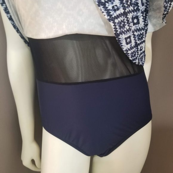 Swim Solutions Triple-Tier Tummy-Control Fauxkini One-Piece Swimsuit Size 10 - Picture 3 of 13